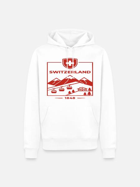 Schweiz Alpen Wappen 1848 - Männer Premium Bio Hoodie - Weiß