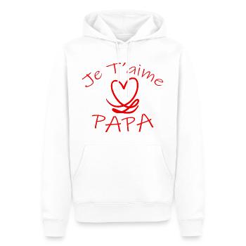 Papa Je T'aime T-Shirt Saint-Valentin - Sweat à capuche Premium bio Homme - blanc - Devant - Nico (187cm)