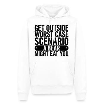 Get Outside, Worst Case Scenario A Bear Eats You11 - Men’s Premium Organic Hoodie - white - Front - Nico (187cm)