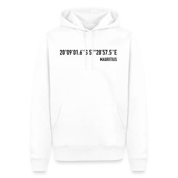 Coordinates Mauritius gift for travelers - Men’s Premium Organic Hoodie - white - Front - Nico (187cm)