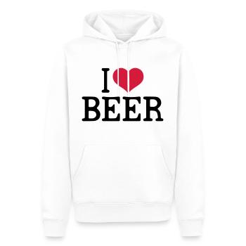 Funny Beer - I love Beer - Männer Premium Bio Hoodie - Weiß - Vorne - Nico (187cm)