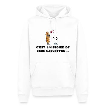 Jeux de mot "c'est l'histoire de deux baguettes" - Sweat à capuche Premium bio Homme - blanc - Devant - Nico (187cm)