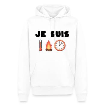 Rébus métier « Chauffeur » - Sweat à capuche Premium bio Homme - blanc - Devant - Nico (187cm)