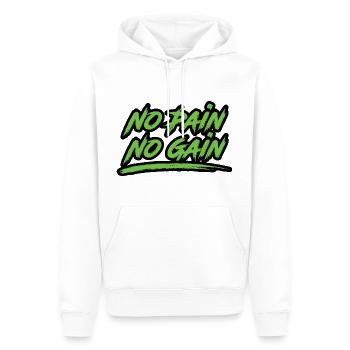 No Pain No Gain - Männer Premium Bio Hoodie - Weiß - Vorne - Nico (187cm)
