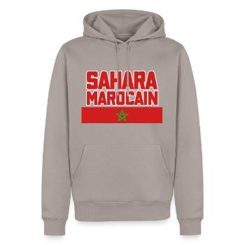 Sahara Marocain - Sweat à capuche Premium bio Homme - taupe - Devant - Nico (187cm)
