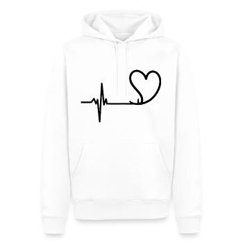 Heartbeat Coeur Amour Saint-Valentin - Sweat à capuche Premium bio Homme - blanc - Devant - Nico (187cm)