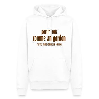 Partir frais comme un gardon - Sweat à capuche Premium bio Homme - blanc - Devant - Nico (187cm)