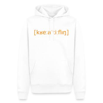 Ich bin hier der Kreativling in Orange - Männer Premium Bio Hoodie - Weiß - Vorne - Nico (187cm)