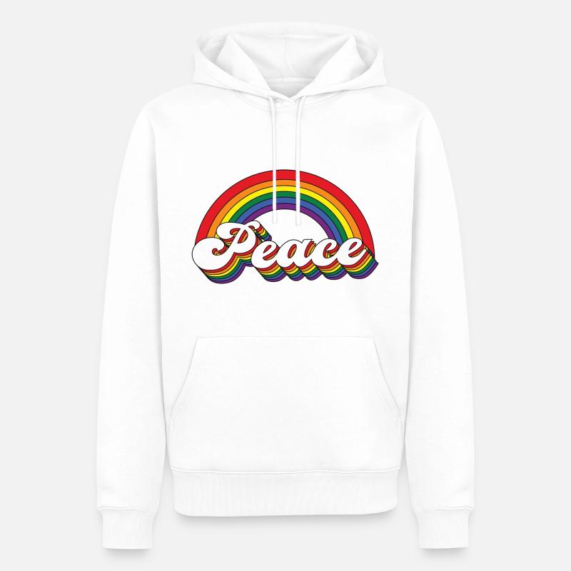 Peace Rainbow - Männer Premium Bio Hoodie - Weiß