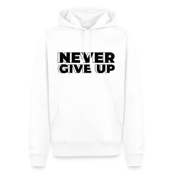 Never Give Up - Motivation - Männer Premium Bio Hoodie - Weiß - Vorne - Nico (187cm)