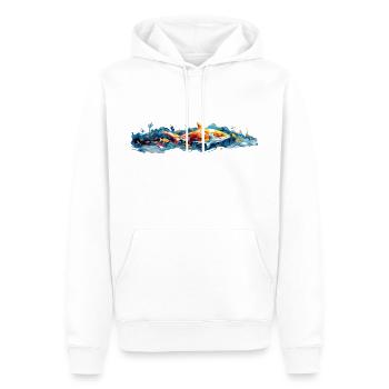 Requin et poisson - Sweat à capuche Premium bio Homme - blanc - Devant - Nico (187cm)