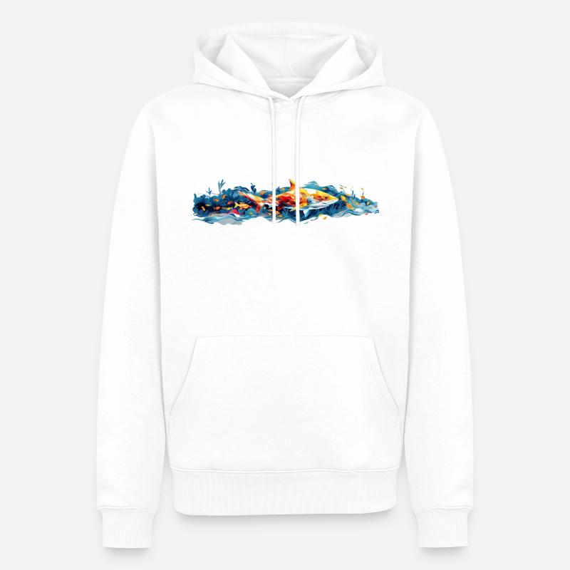 Requin et poisson - Sweat à capuche Premium bio Homme - blanc