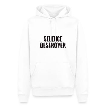 Silence Destroyer of Silence - Men’s Premium Organic Hoodie - white - Front - Nico (187cm)