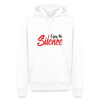 Enjoy the Silence Genieße die Stille - Männer Premium Bio Hoodie - Weiß - Vorne - Nico (187cm)
