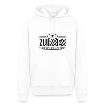 Infirmières, infirmière, assistante médicale, citation - Sweat à capuche Premium bio Homme - blanc - Devant - Nico (187cm)