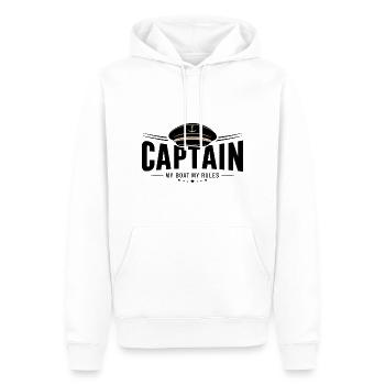 Captain Kapitän - My Boat My Rules Spruch Zitat - Männer Premium Bio Hoodie - Weiß - Vorne - Nico (187cm)