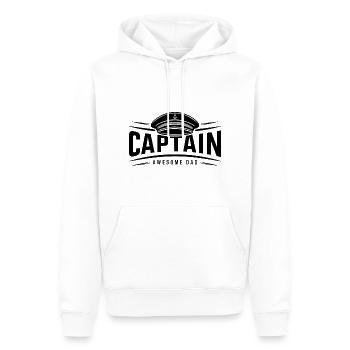 Capitaine Capitaine - Papa génial - Drôle de dicton - Sweat à capuche Premium bio Homme - blanc - Devant - Nico (187cm)