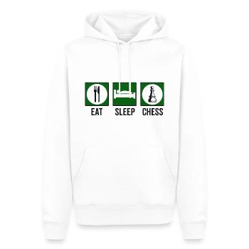 Eat Sleep Chess Schach Spruch Zitat - Männer Premium Bio Hoodie - Weiß - Vorne - Nico (187cm)