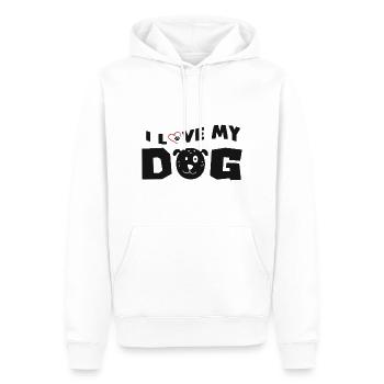 J’aime mon chien en disant que les chiens aiment - Sweat à capuche Premium bio Homme - blanc - Devant - Nico (187cm)