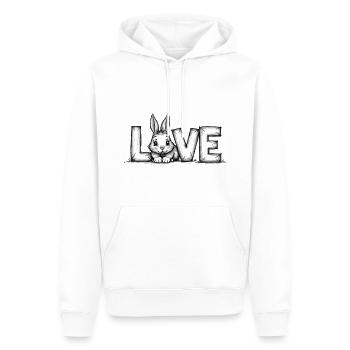 Süßer Hase mit LOVE – Perfekt für Ostern & Liebe - Männer Premium Bio Hoodie - Weiß - Vorne - Nico (187cm)