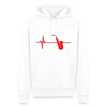 Saxophone Heartbeat Instrument Musical - Sweat à capuche Premium bio Homme - blanc - Devant - Nico (187cm)
