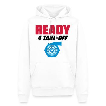 READY FOR 4 TAKE OFF - TURBO BOOST - Men’s Premium Organic Hoodie - white - Front - Nico (187cm)