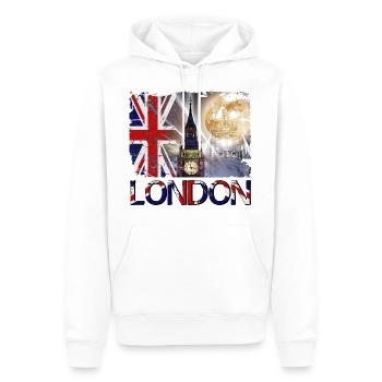 Londres Angleterre Royaume-Uni Drapeau Big Ben Tower Bridge - Sweat à capuche Premium bio Homme - blanc - Devant - Nico (187cm)