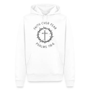 Glaube über Angst - Christliche Geschenkidee - Männer Premium Bio Hoodie - Weiß - Vorne - Nico (187cm)