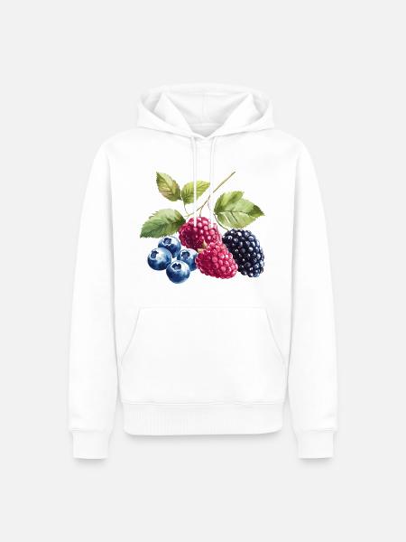 Wildbeeren Beeren Blaubeere Himbeere Brombeere - Männer Premium Bio Hoodie - Weiß