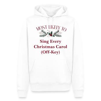 Most Likely to Sing Off-Key Xmas - Men’s Premium Organic Hoodie - white - Front - Nico (187cm)