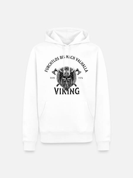 Viking Skull Krieger Emblem - Männer Premium Bio Hoodie - Weiß