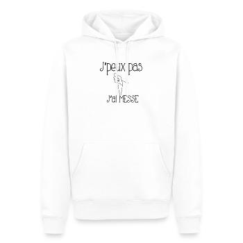 J'peux pas j'ai messe - Sweat à capuche Premium bio Homme - blanc - Devant - Nico (187cm)
