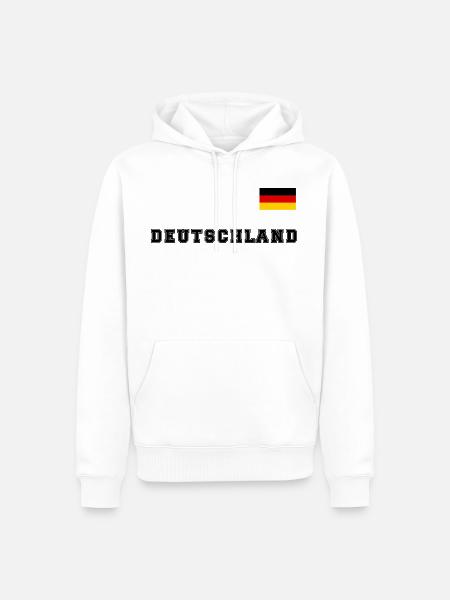 Deutschland Trikot Look mit Fahne Nationalflagge - Männer Premium Bio Hoodie - Weiß