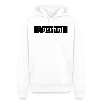 GAMING MAGAZINE SON / écriture phonétique - SIMPLE - Sweat à capuche Premium bio Homme - blanc - Devant - Nico (187cm)