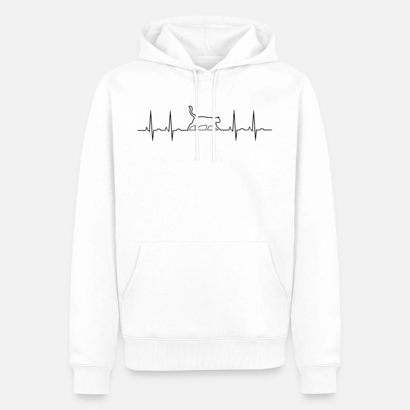 ECG d'un amoureux des chats - Sweat à capuche Premium bio Homme - blanc