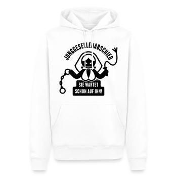 Junggesellenabschied – Sie Wartet Schon Auf Ihn! - Männer Premium Bio Hoodie - Weiß - Vorne - Nico (187cm)