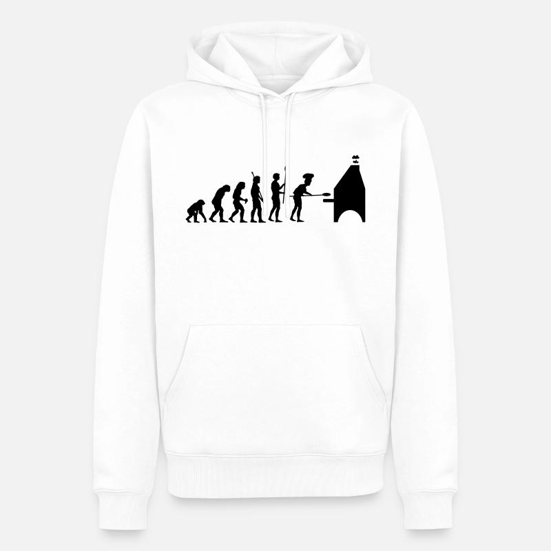 evolution pizza - Männer Premium Bio Hoodie - Weiß