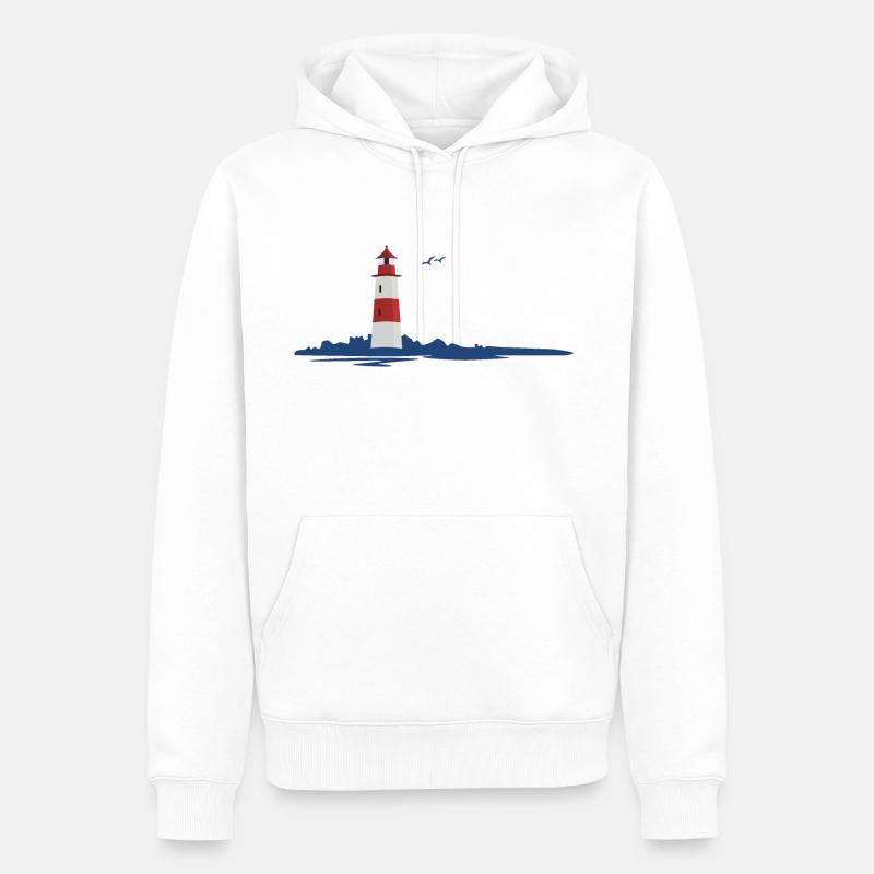 maritime Landschaft mit Leuchtturm - Männer Premium Bio Hoodie - Weiß