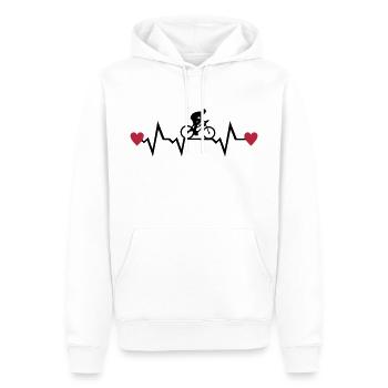 Cyclist & Heartbeat with Hearts, cycling - Sweat à capuche Premium bio Homme - blanc - Devant - Nico (187cm)