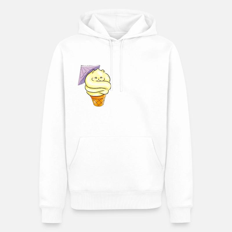 Ice Pom - Felpa con cappuccio ecologica premium da uomo - bianco