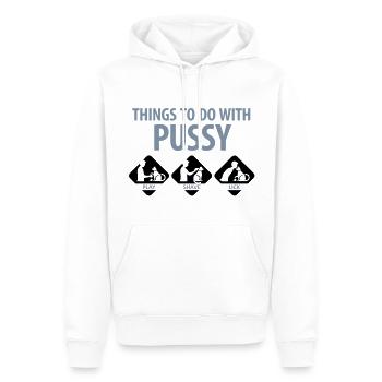 Les choses que vous pouvez faire avec une chatte. - Sweat à capuche Premium bio Homme - blanc - Devant - Nico (187cm)