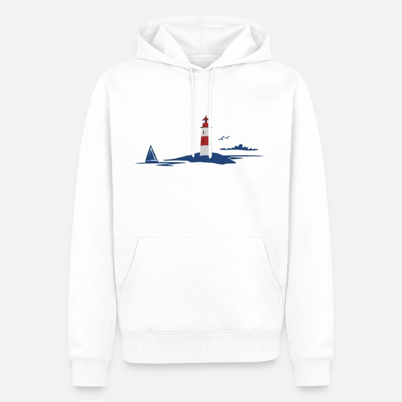 Phare dans le paysage maritime - Sweat à capuche Premium bio Homme - blanc