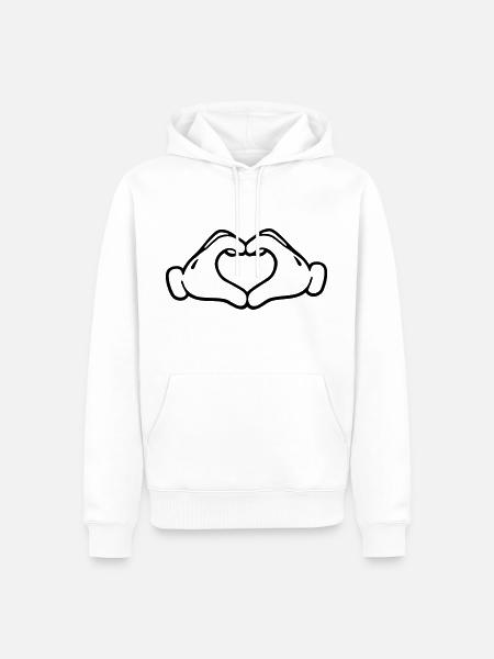 Love hand - Sweat à capuche Premium bio Homme - blanc
