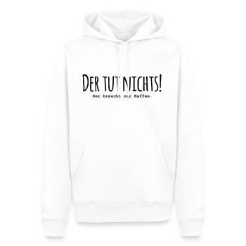 Der tut nichts! Der braucht nur Kaffee - Männer Premium Bio Hoodie - Weiß - Vorne - Nico (187cm)