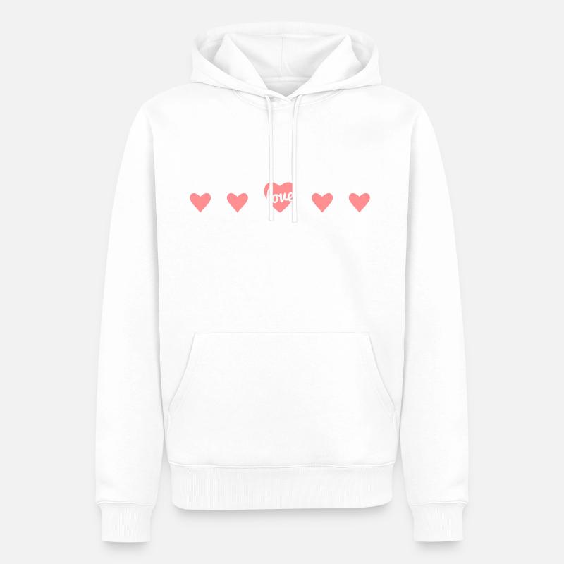 Coeurs d'affilée - Sweat à capuche Premium bio Homme - blanc
