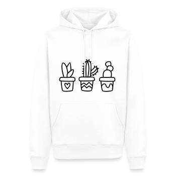 Mignons cactus dans un pot de fleurs - Sweat à capuche Premium bio Homme - blanc - Devant - Nico (187cm)