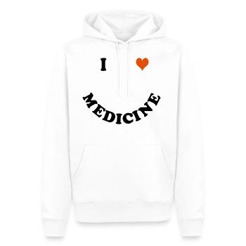 medicina - Felpa con cappuccio ecologica premium da uomo - bianco - Fronte - Nico (187cm)