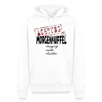 Attention morning grouch, danger, dangerous - Men’s Premium Organic Hoodie - white - Front - Nico (187cm)