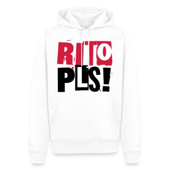 RITO PLS - Männer Premium Bio Hoodie - Weiß - Vorne - Nico (187cm)