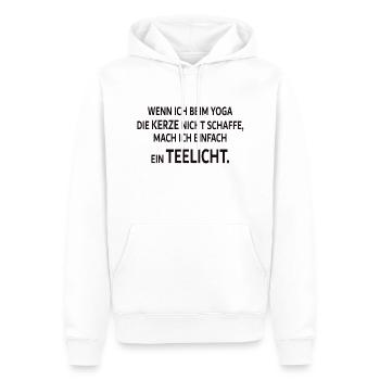 Yoga Shirt "Die Kerze", Geschenk, Geschenkidee - Männer Premium Bio Hoodie - Weiß - Vorne - Nico (187cm)
